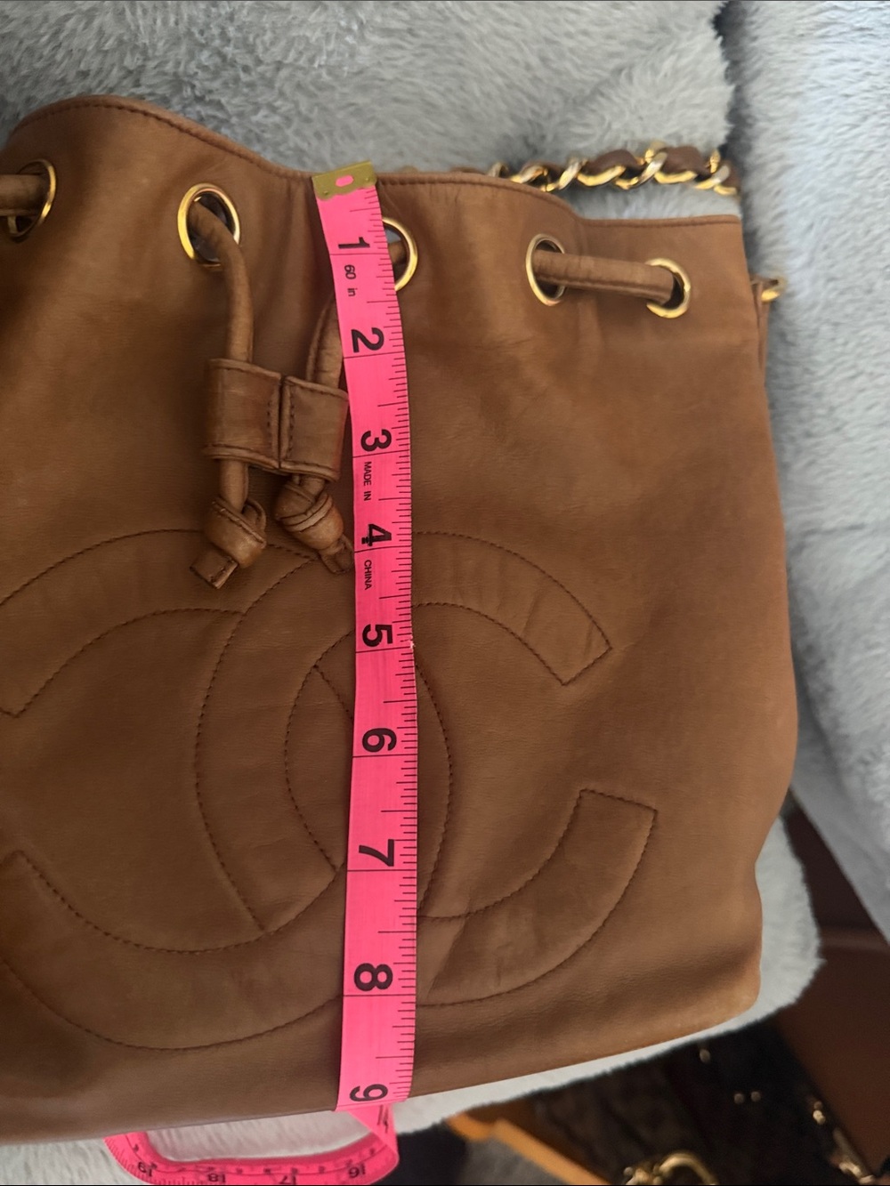 CHANEL Cognac Leather Drawstring Shoulder chain Bag - Picture 12 of 12
